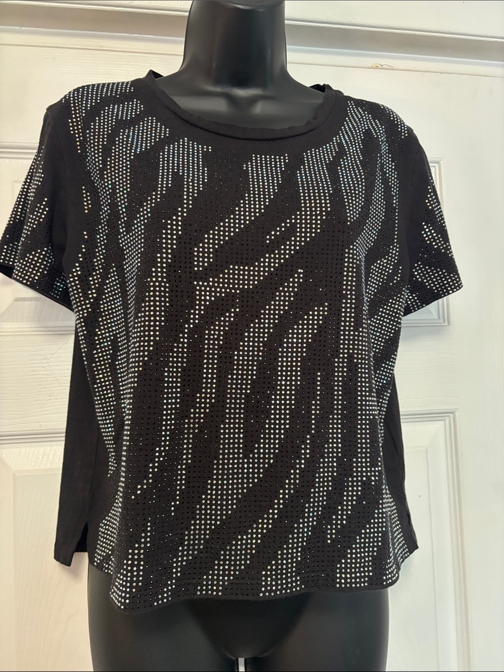 Guess rhinestone zebra print T shirt